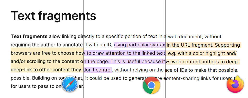 Demonstration of the differences in text highlight between the different browsers